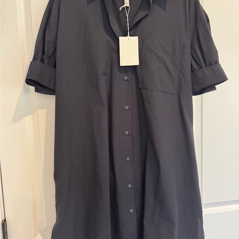 COS Charcoal Button-Up Shirt Dress
